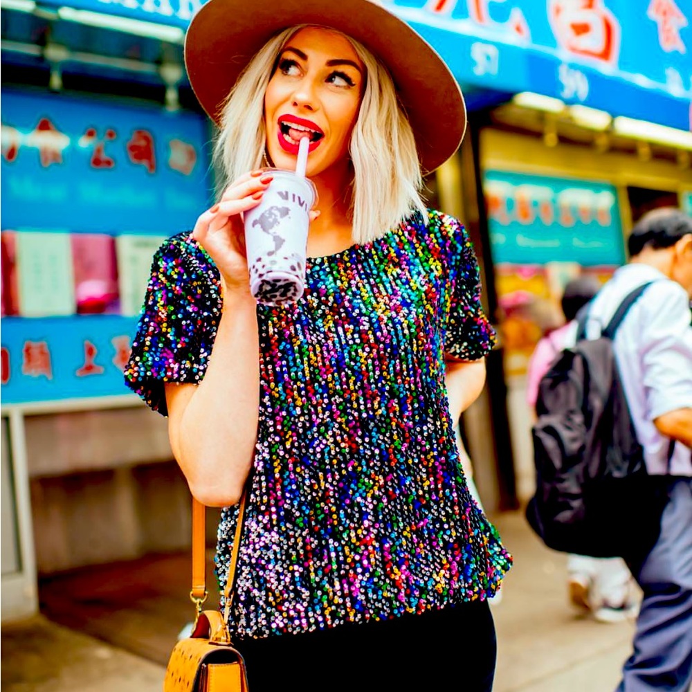 Dressed in LALA Sequin Top